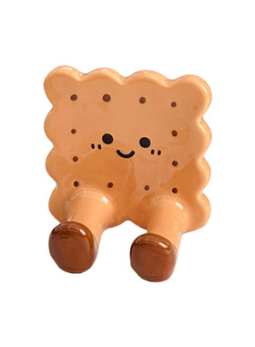 可爱饼干办公室治愈手机支架摆件