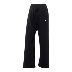 Nike耐克裤子女裤加绒阔腿裤官方新款户外运动裤黑红女子休闲长裤