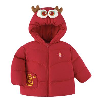 巴拉巴拉婴儿羽绒服宝宝红色外套