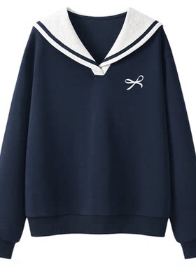 名创优品海军领卫衣女早秋外套
