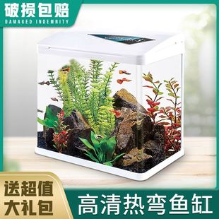 沙发旁边鱼缸水族箱桌面家用小型自循环懒人免换水玻璃生态造景