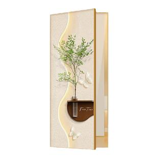 奶油风玄关隐形推拉全身镜装饰画隐藏式遮挡穿衣镜翻开门镜子壁画