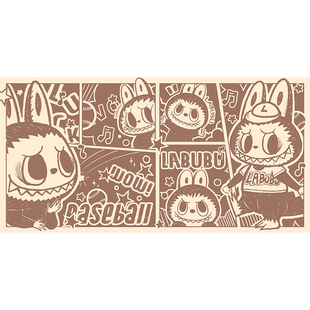 labubu拉布布皮革书桌布桌垫卡通可爱学生儿童台面保护垫可擦免洗