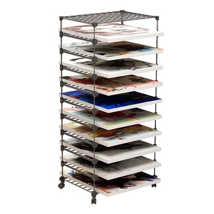 画架展示架带轮子落地可移动铁艺画室置物架美术室卡纸画具分层架