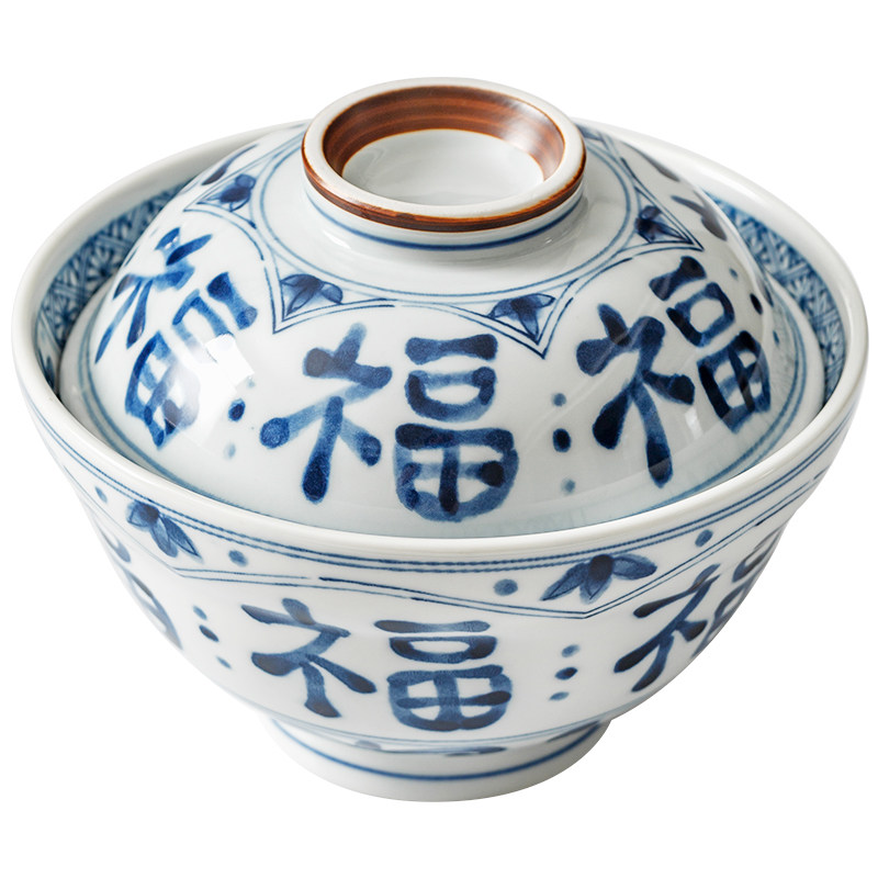 蓝凛堂日本进口福字盖碗牛丼饭