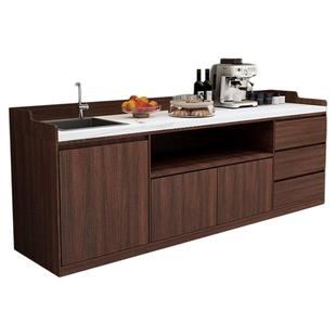 公司岩板水吧一体简约商用餐边柜茶水间靠墙咖啡吧台办公室切洗台