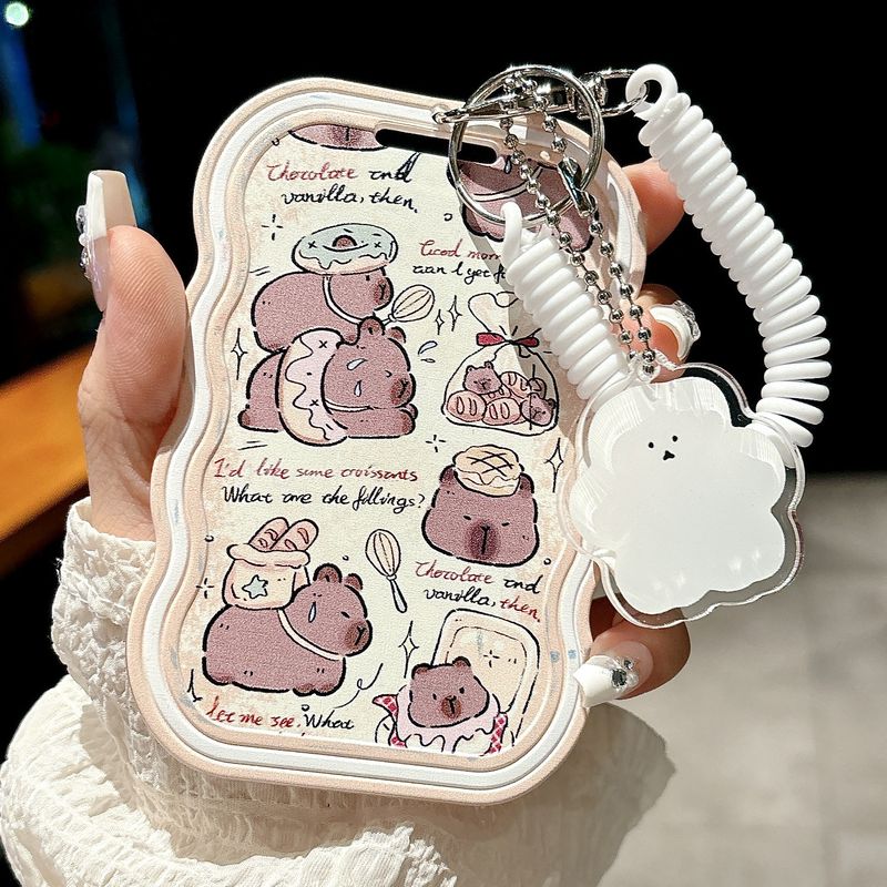 可爱卡皮巴拉证件保护套饭卡门禁身份证亚克力防水防磨带挂绳卡套