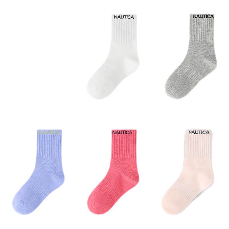 NAUTICA/诺帝卡童装 男女童中筒袜中大儿童运动袜抑菌防臭5双装