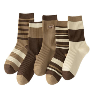 热卖袜子女秋冬美拉德中筒袜棕色复古潮流软糯堆堆袜长袜可包秋裤