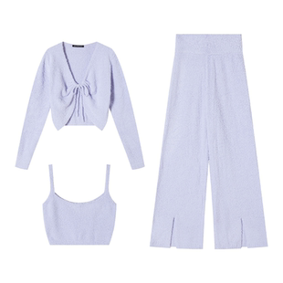 从轻抱抱开衫三件套装家居服睡衣女秋冬高级质感柔软保暖长袖亲肤