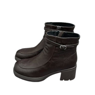 英伦风皮带扣短靴女2025年冬季新款加绒保暖粗跟百搭显瘦切尔西靴