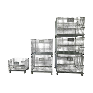 仓储笼铁框折叠式铁网笼仓库周转笼带轮储物笼金属铁筐铁笼子