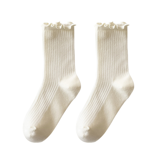 堆堆袜子女秋冬季新款纯棉美拉德女士长筒袜咖色配勃肯鞋女款长袜