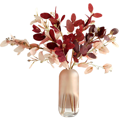 莫兰迪彩色尤加利花瓶仿真植物