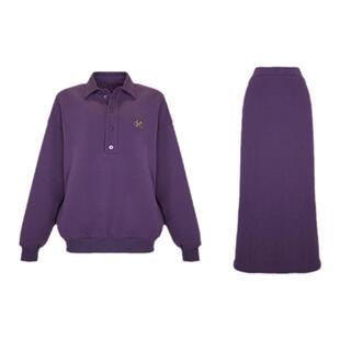 酒午自制【记昨日书】春秋加绒polo领卫衣针织半身裙休闲下装女