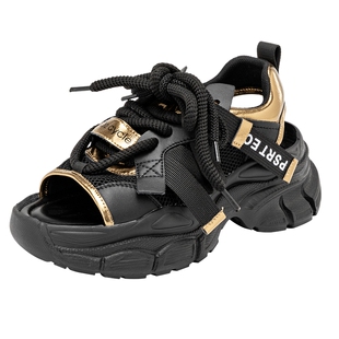 [6cm厚底]奥康女鞋 新款系带时装凉鞋增高运动户外休闲鞋