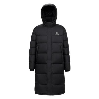 骆驼男装防风户外长款羽绒服连帽