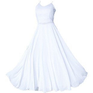 2023新款现代舞演出服唐诗逸浣纱歌舞蹈服装白色连衣裙飘逸大摆裙