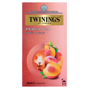 TWININGS川宁水蜜桃果香红茶25片盒装英式花果茶果味茶包袋泡茶