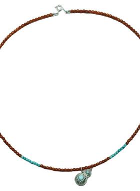 925银镂空葫芦吊坠南红锁骨链女