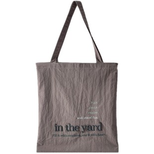 精致立体刺绣文艺帆布袋苔藓绿购物袋撞色小众布包双层牛津布包包