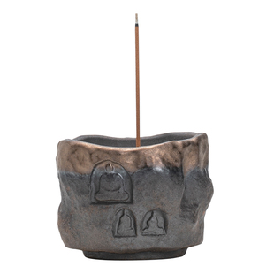 敦煌文创粗陶香炉香插座香托室内点香器沉香檀香熏香炉复古线香炉