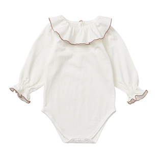 MARLMARL婴儿哈衣爬服儿童包屁衣宝宝白色波浪连体服bodysuits