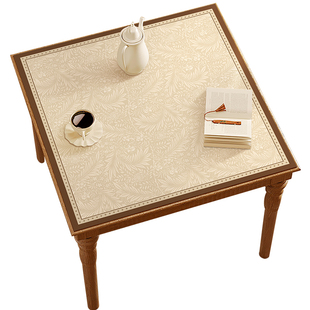 法式复古餐桌垫免洗防水正方形pvc高级感八仙桌四方桌皮革保护垫