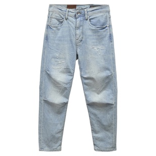 新款少量滑板裤ABLE JEANS牛仔裤男浅色宽松男直筒裤休闲春夏新款