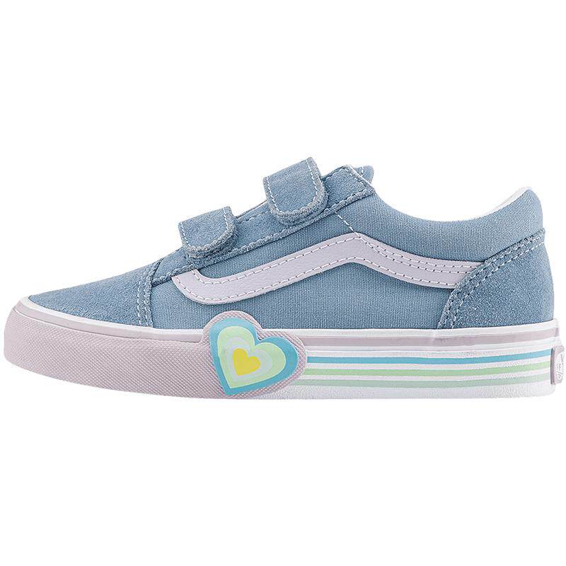 Vans范斯童鞋官方 Old Skool V Heart灰蓝色中大童板鞋