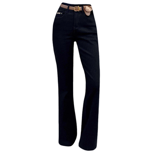 2024冬季新款JEANS阿凡牛67682加厚绒保暖修身显瘦女牛仔微喇叭裤