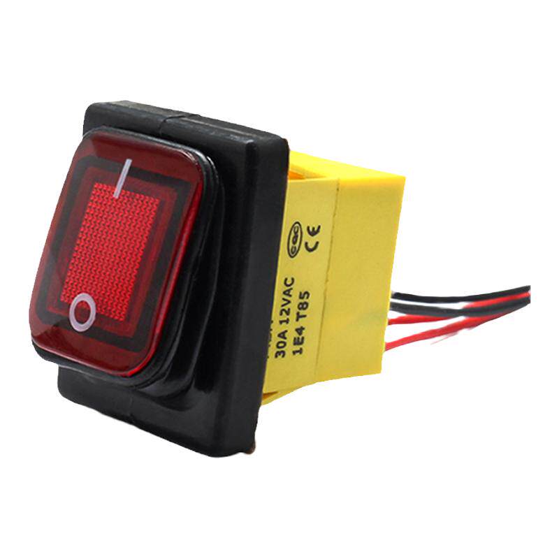 KCD4带灯防水船型开关带线银触点船型翘板电源开关防水IP67级220V