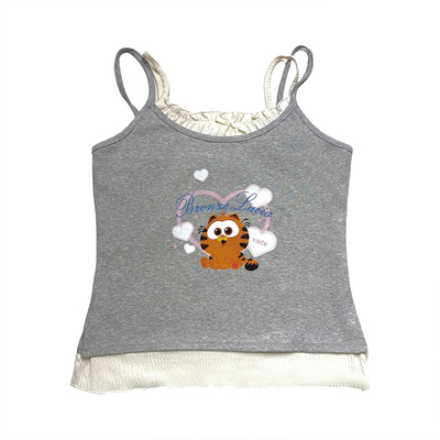 Bronze Lucia灰色甜心加菲猫联名叠穿吊带背心休闲少女气质上衣