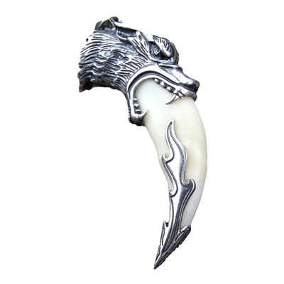 镶嵌牙形挂坠纯银男女情侣项链