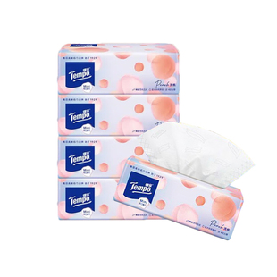 tempo得宝粉桃款mini抽纸巾4层加厚80抽面巾纸餐巾纸卫生纸整箱u