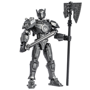 创意拼装模型战警机甲潮流积木玩具多关节可动人偶骨架小人仔摆件