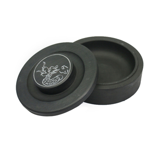 砚台书法专用带盖罗纹砚原石清仓台学生四寸螺纹砚圆盘墨海砚台