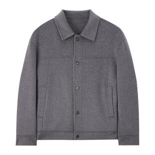 空白坐标短款毛呢2025冬季新款双面呢大衣绵羊毛夹克男士翻领外套