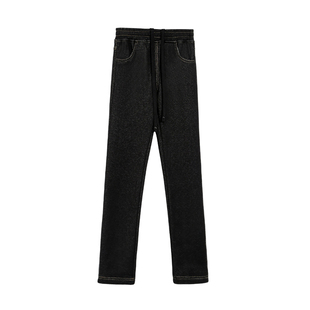 gugumini童装2025冬季女童超柔软加厚加绒保暖针织牛仔弹力铅笔裤