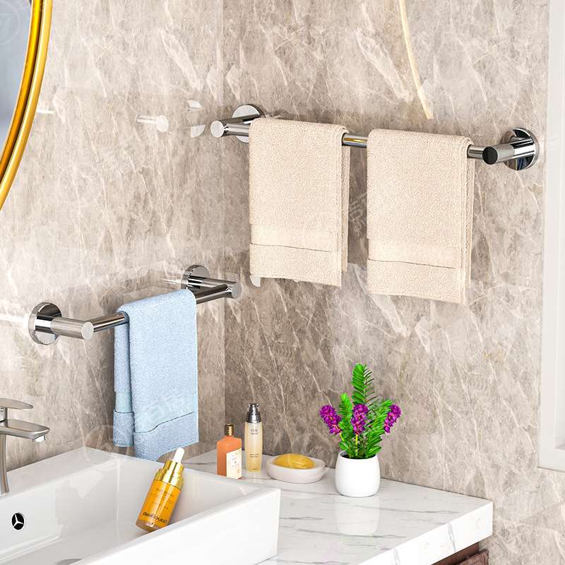 毛巾架304不锈钢免打孔卫生间浴巾五金挂件浴室架卫浴置物架厕所