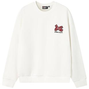 FILA马上起飞抓马卫衣斐乐情侣套头卫衣26春红色新年宽松纯棉上衣