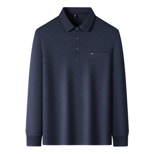 罗蒙polo衫长袖T恤男士春秋季翻领喜爸爸装婚宴红色真口袋上衣服