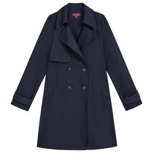 YINER音儿专选2025秋季新款醋酸混纺一手长翻领双排扣风衣外套