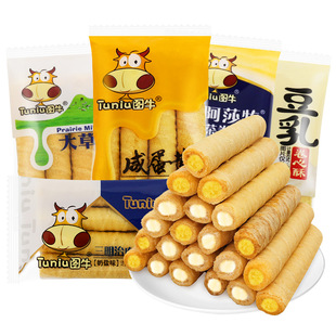 图牛咸蛋黄卷心酥夹心老式怀旧肉松蛋卷儿童解馋零食休闲食品小吃