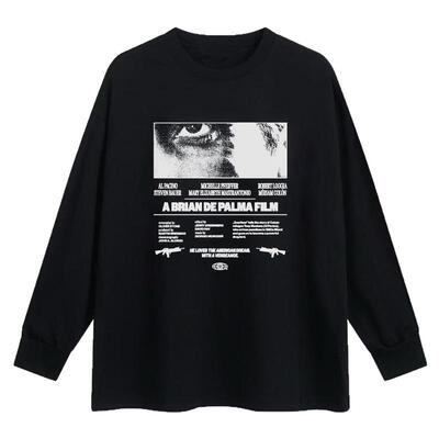 宽松创意字母印花长袖T恤男女