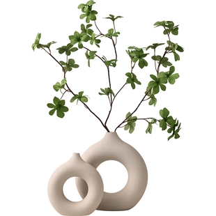 ins北欧风格陶瓷小花瓶插花仿真花现代简约诧寂风花器装饰品摆件