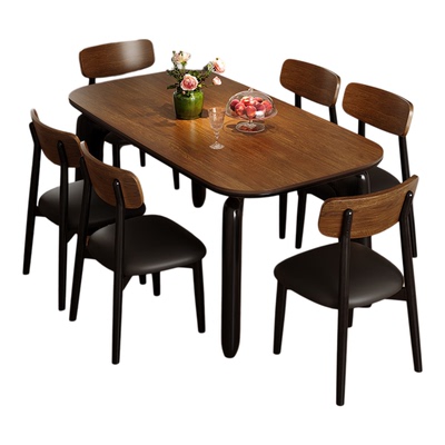 中古风实木餐桌椅组合