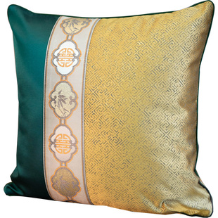 高端红木沙发抱枕套墨绿色新中式靠垫金色腰枕靠包罗汉床靠背垫