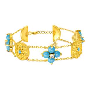 吾往松间月绿松石手链新中式国风双层叠戴生日礼物送女友闺蜜