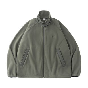 MOSEALAND 摇粒绒翻领外套男秋冬立领防风刺绣保暖日系休闲夹克潮